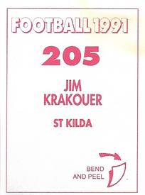 1991 Select AFL Stickers #205 Jim Krakouer Back